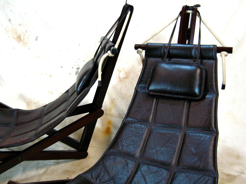 Pair Leather Sling Chairs 4