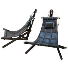 Pair Leather Sling Chairs