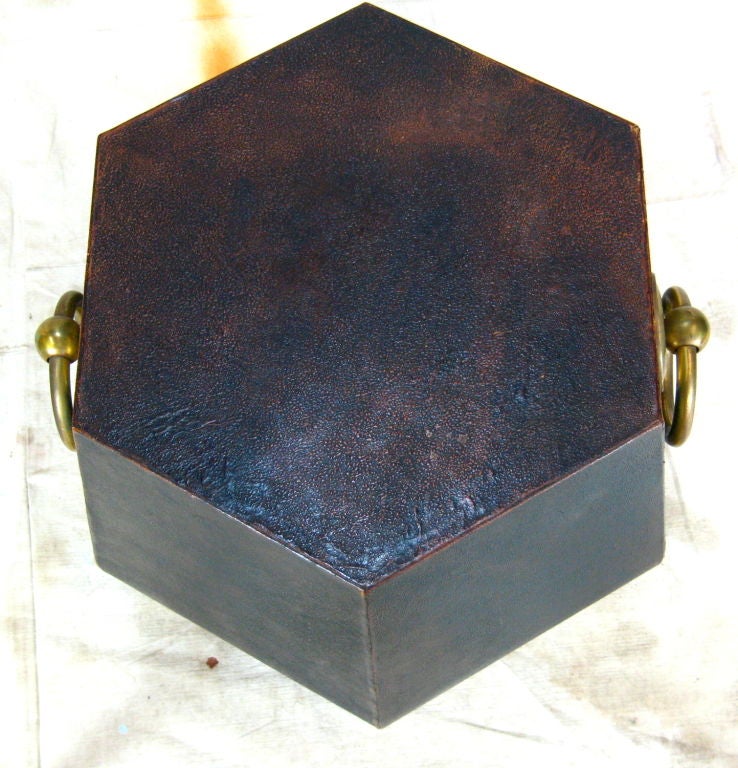 Leather Covered Hexagon Table 1