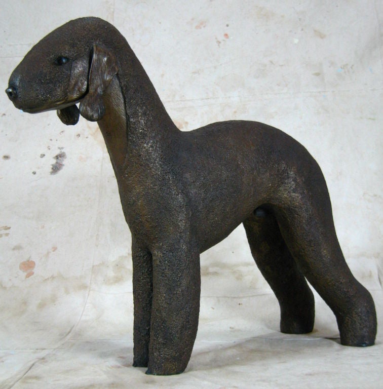 Lifesize bronze sculpture of a Bedlington Terrier by DENIS SPRINGER numbered 3 of 15