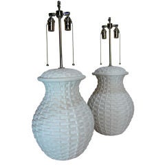 Pair Plaster Basket Lamps