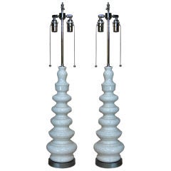 Pair Crackle Glazed  Lamps