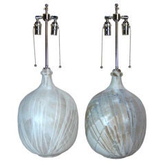 Pair White Glazed Lamps