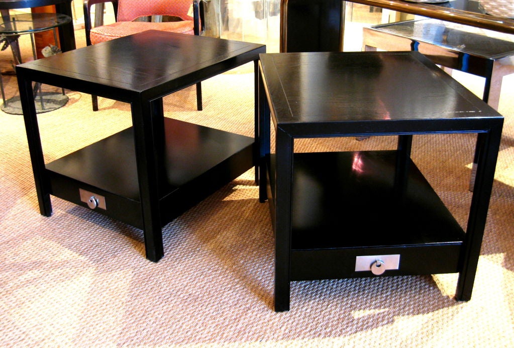 Pair Ebonized Lamp Tables by Michael Taylor