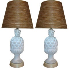 Pair Plaster Pineapple Lamps