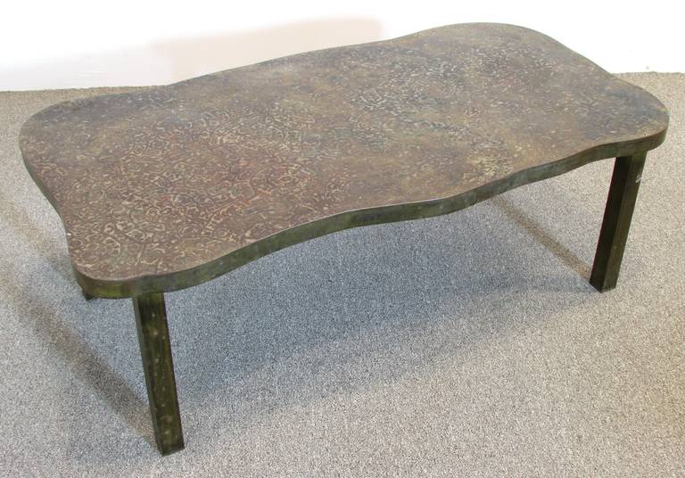 Mid-Century Modern Etruscan Bronze Coffee Table by Philip and Kelvin LaVerne