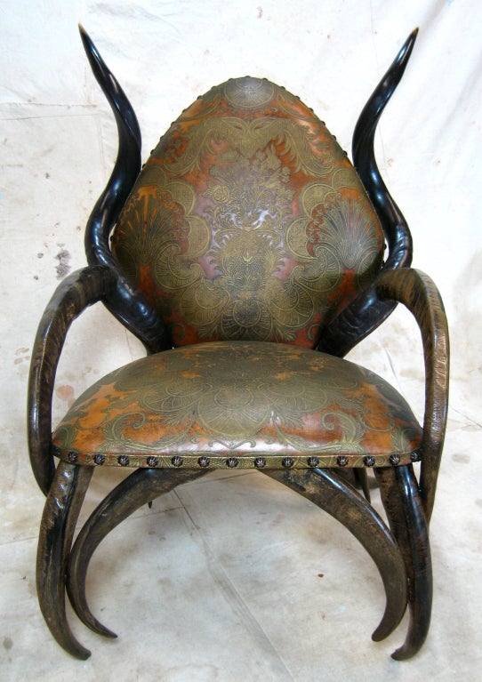 20th Century Pair African Horn Chairs