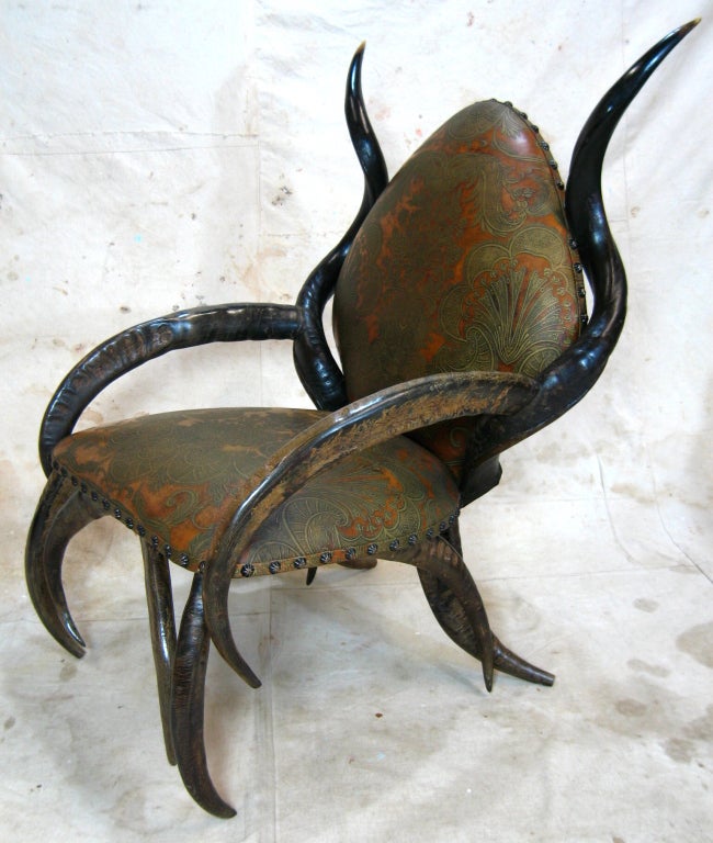 Pair African Horn Chairs 3