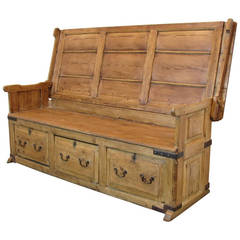Antique Irish Country Pine Metamorphic Table or Bench