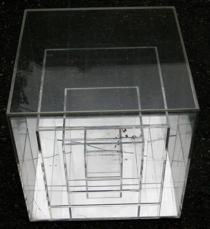 Mid-20th Century Lucite Sculpture Cube Table