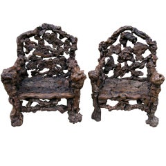 Pair Rootwood Chairs