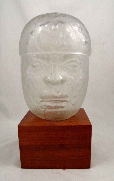 Mexican Olmec Glass Head by Pedro Ramirez Vazquez