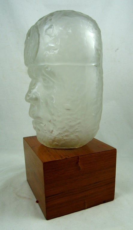 Late 20th Century Olmec Glass Head by Pedro Ramirez Vazquez