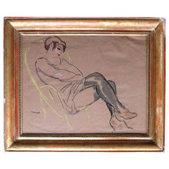 Sitting Prostitue Drawing by Andre Dignimont
