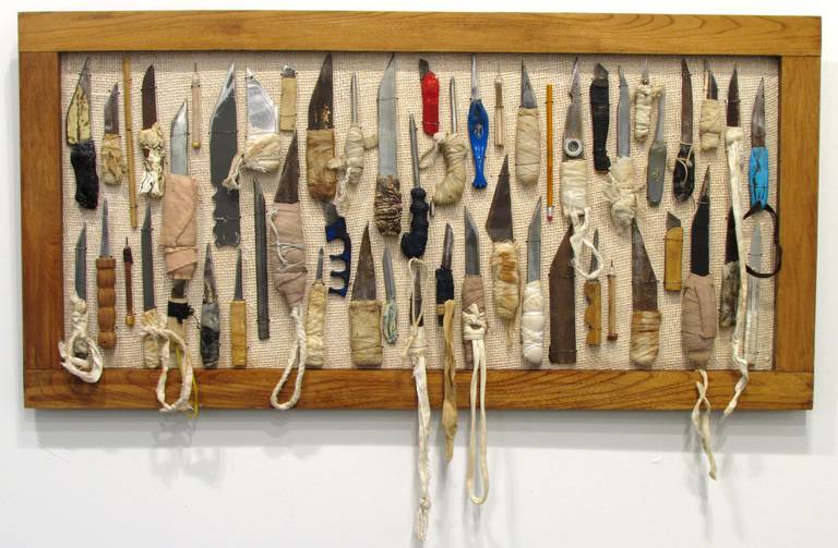 Collection of 54 homemade weapons mounted on a board. Most prisons have a collection or 
