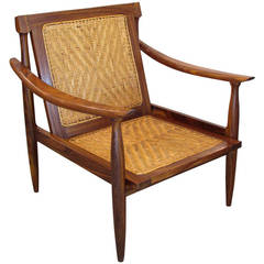 Brazilian Rosewood and Cane Armchair