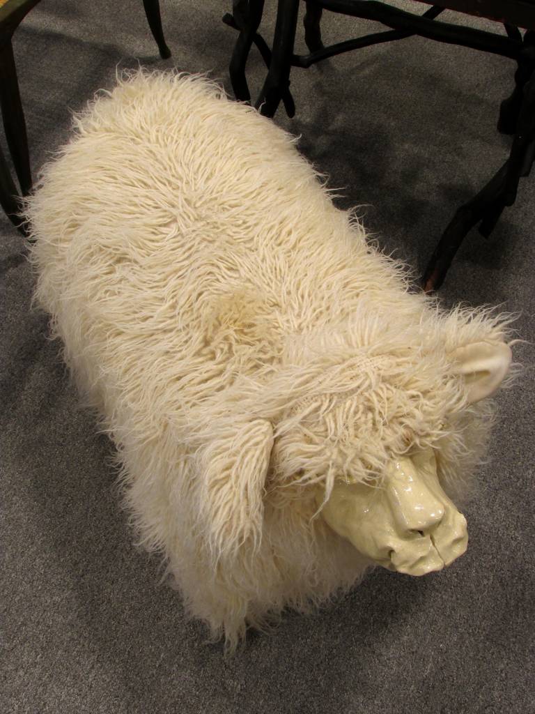 Sheep Footstool In Good Condition In High Point, NC