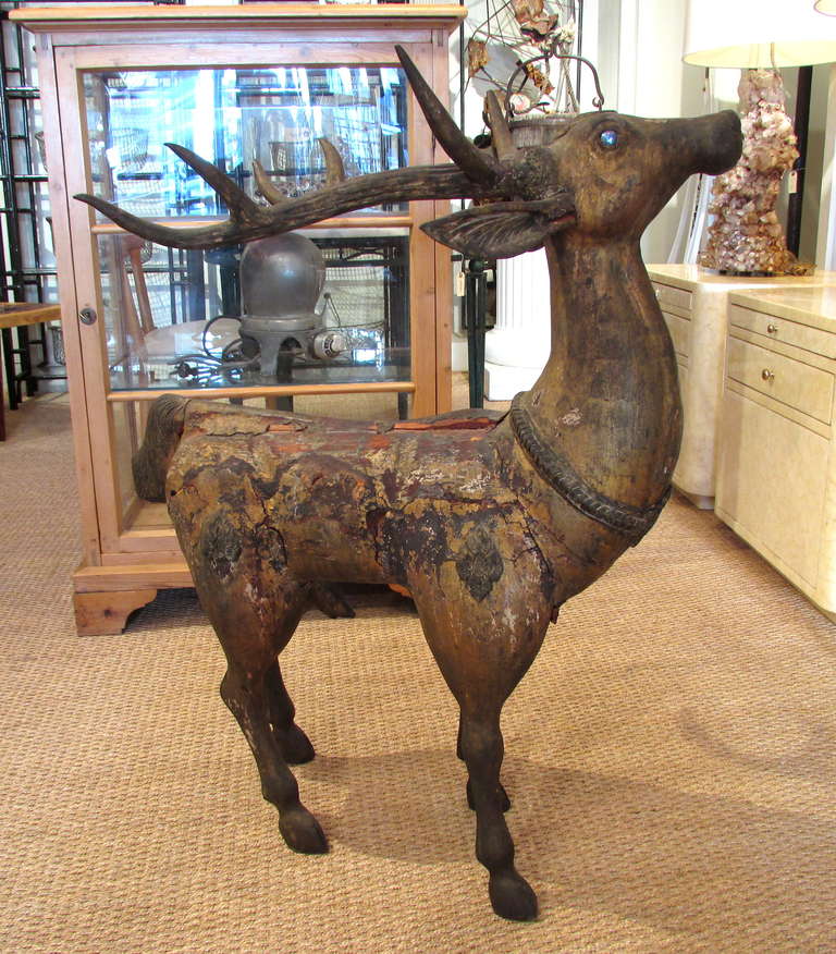 Indonesian Giltwood Deer In Good Condition For Sale In High Point, NC