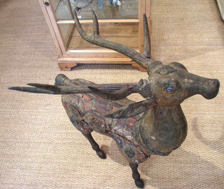 Metal Indonesian Giltwood Deer For Sale