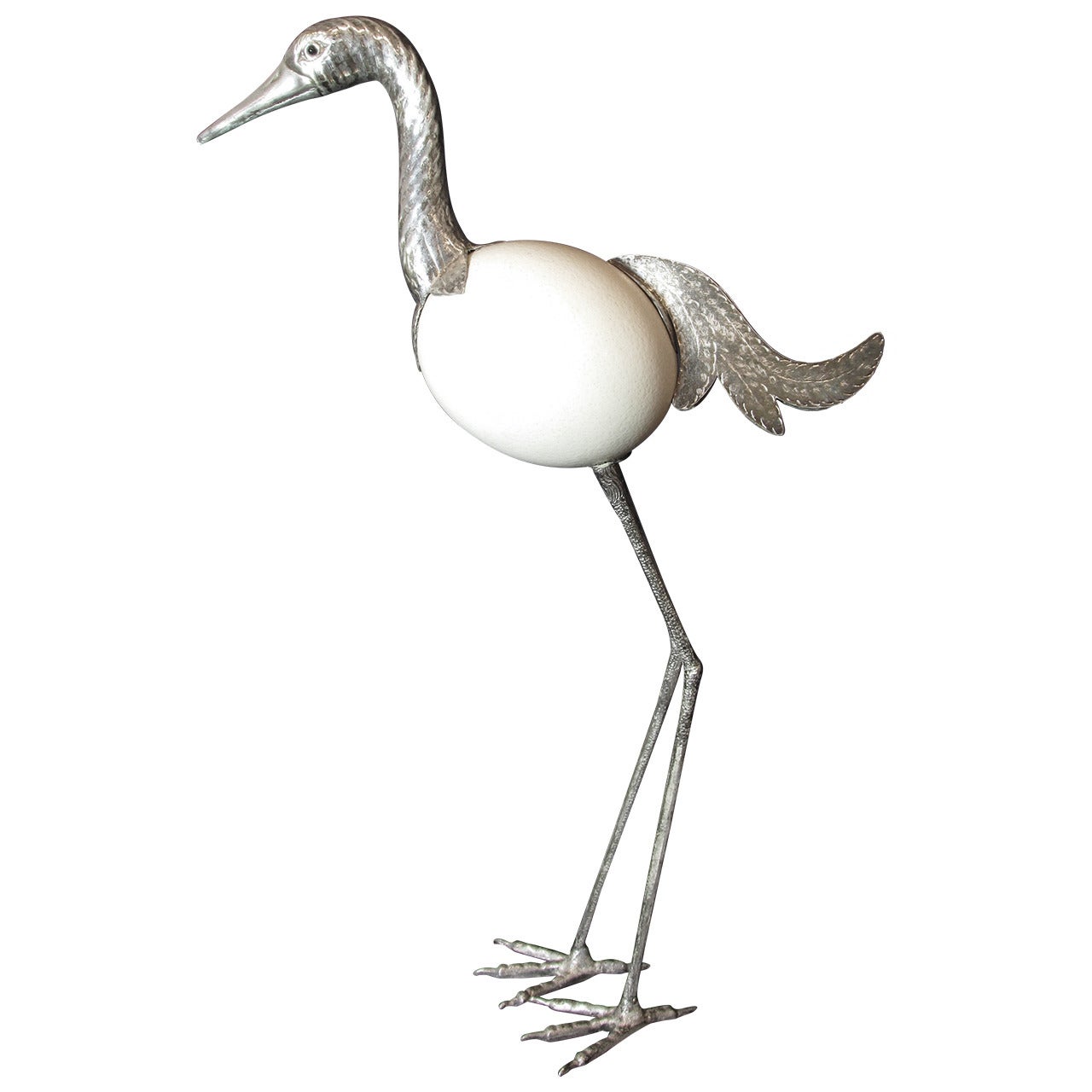 Ostrich Egg Crane Sculpture