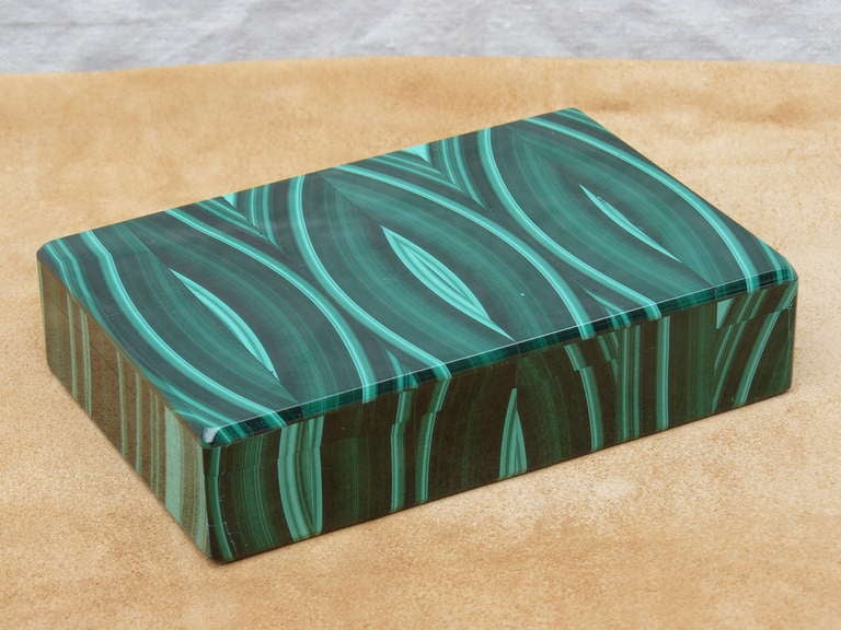 French Southern Territories Exquisite 80's French Malachite Box