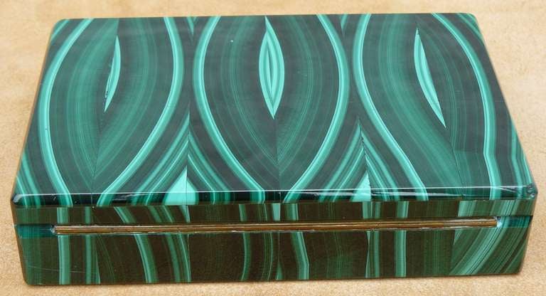 Exquisite 80's French Malachite Box In Excellent Condition In Kensington, MD