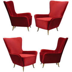 Two Pairs of 1950s Italian Lounge Chairs by ISA