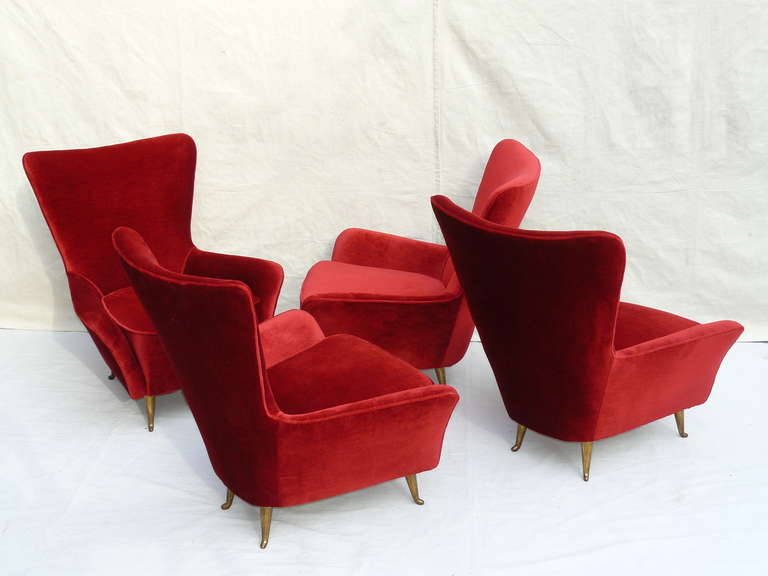 Two Pairs of 1950s Italian Lounge Chairs by ISA In Excellent Condition In Kensington, MD