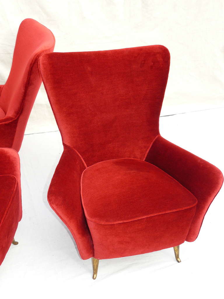 Mid-20th Century Two Pairs of 1950s Italian Lounge Chairs by ISA