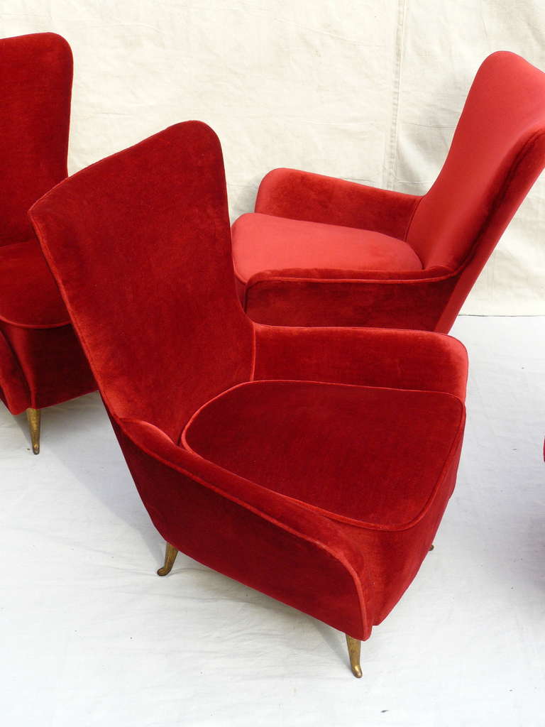 Two Pairs of 1950s Italian Lounge Chairs by ISA 1