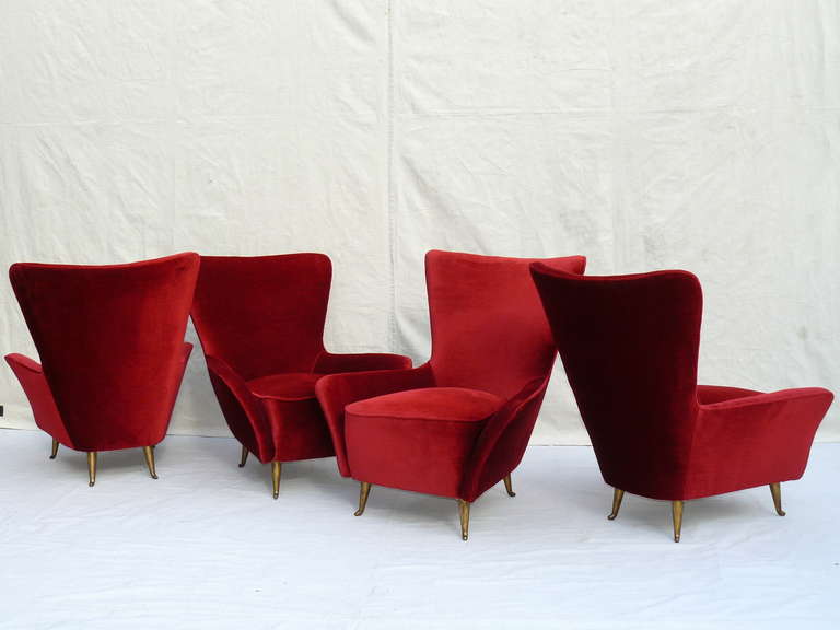 Mid-Century Modern Two Pairs of 1950s Italian Lounge Chairs by ISA