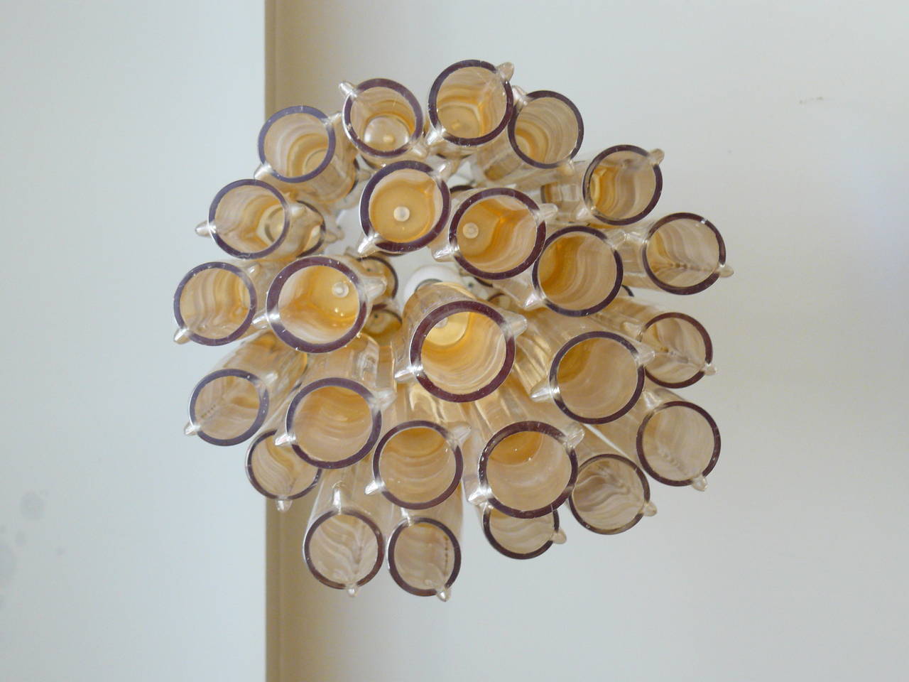 Art Glass 1970s Amber and Clear Glass Mazzega Murano Chandelier For Sale