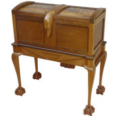 Exotic Wood Artisan Eagle Motif Bar Cabinet w/ Ball & Claw Feet