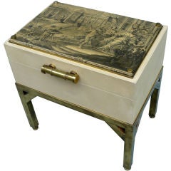 1970s La Barge Neoclassical Storage Chest on Brass Stand