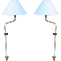 Pair of 70s Peter Hamburger for Knoll Lucite & Brass Sconces