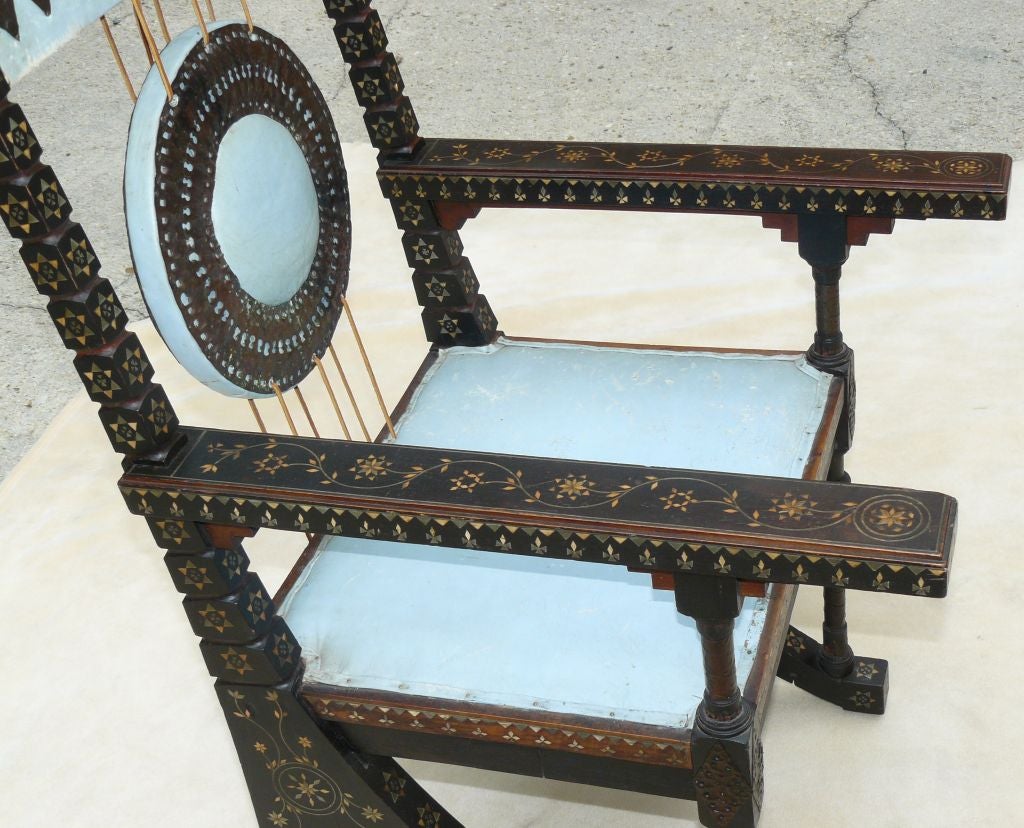Inlay Rare Carlo Bugatti Throne Armchair