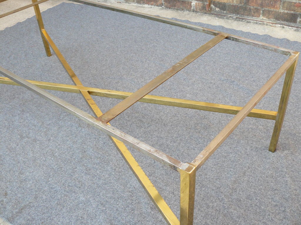 50s Custom Harvey Probber Brass Frame Travertine Coffee Table 5