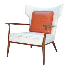 Rare Leather Paul McCobb Directional Wing Chair