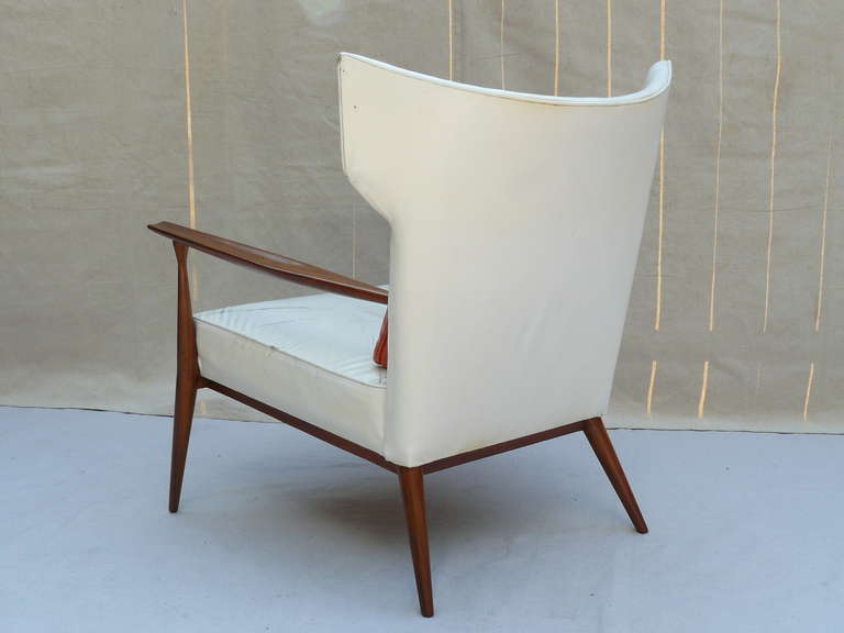 Mid-Century Modern Rare Leather Paul McCobb Directional Wing Chair