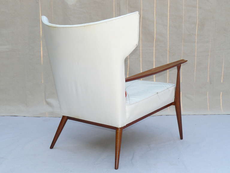 American Rare Leather Paul McCobb Directional Wing Chair