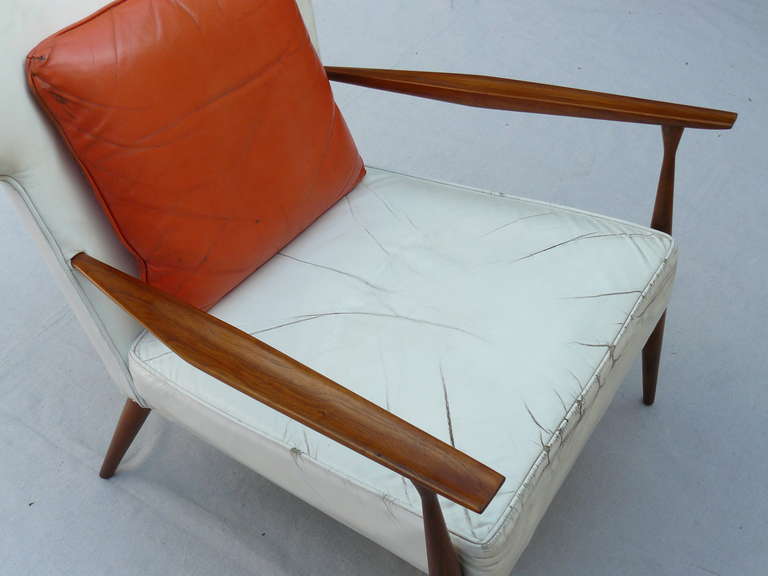 Mid-20th Century Rare Leather Paul McCobb Directional Wing Chair