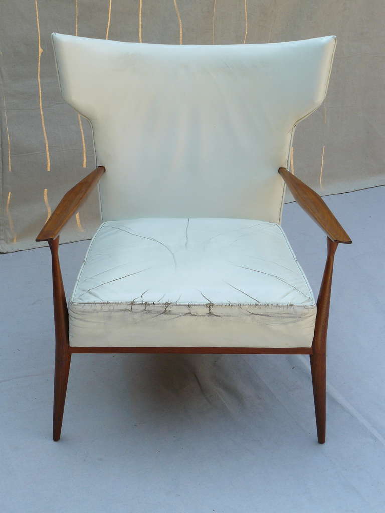 Rare Leather Paul McCobb Directional Wing Chair 1