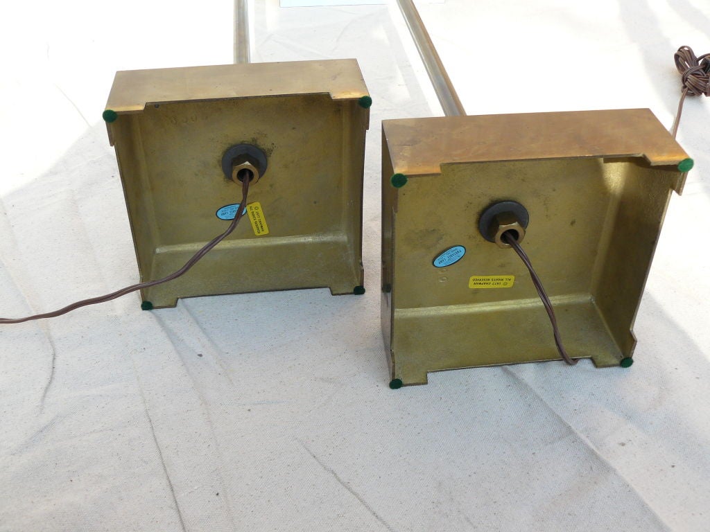 Pair of 70s Chapman Brass Pyramid Shade Adjustable Floor Lamps 5
