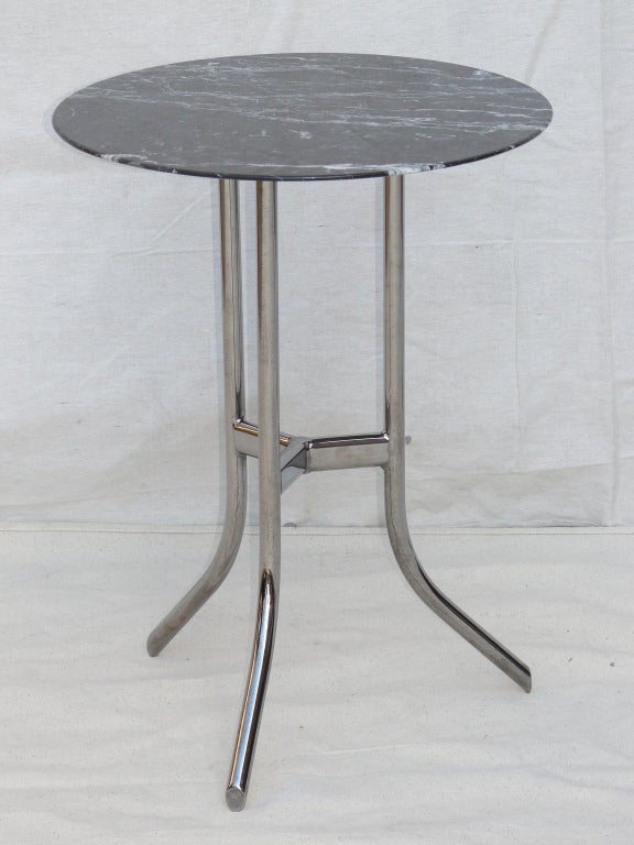 Cedric Hartman Style Marble & Chrome Side Table