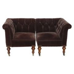 50s Mohair 2 Piece Petite Chesterfield Settee