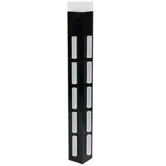 80s Artisan Four Sided Black Lucite Tower Floor Lamp