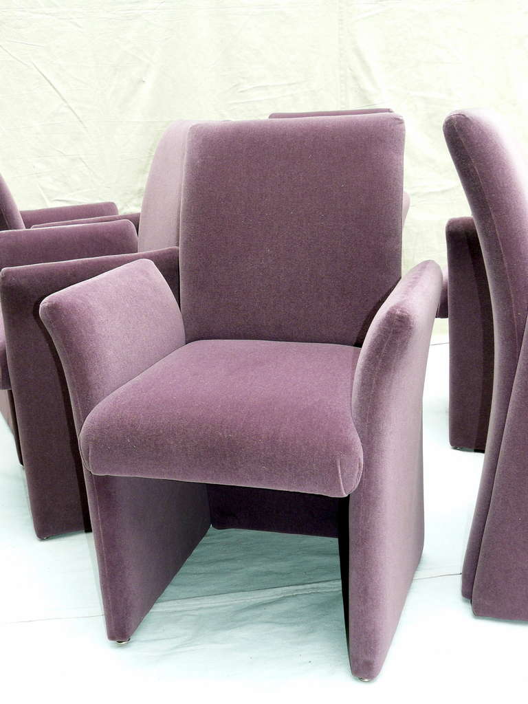 Set of Six 1980s Contract Mohair Dining Armchairs In Excellent Condition In Kensington, MD