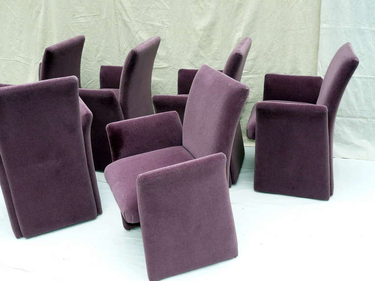 Set of Six 1980s Contract Mohair Dining Armchairs 2