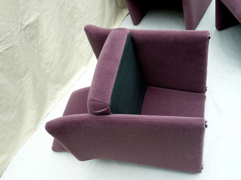 Set of Six 1980s Contract Mohair Dining Armchairs 4