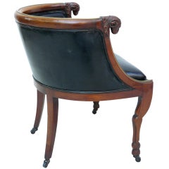 1940s Ram Motif Leather Arm Chair